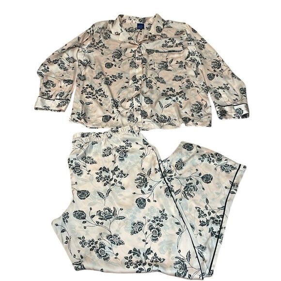Silky semi sheer light pink PJs, black floral, Apt 9, XXL - Picture 1 of 9